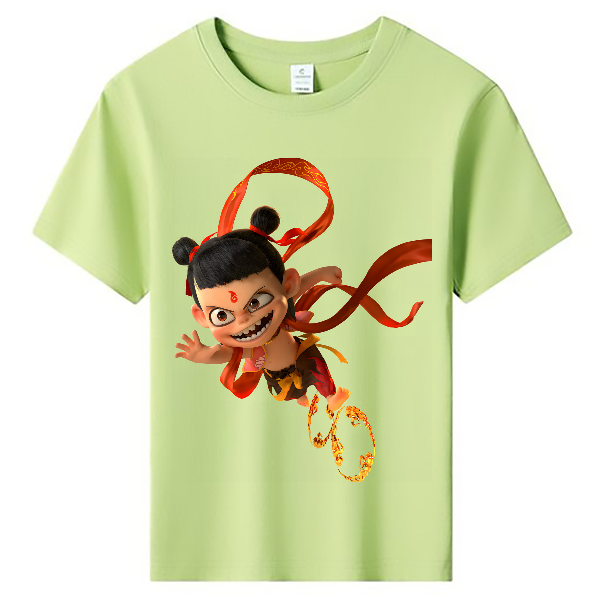 （画像用） Ne Zha 2 ナタ 魔童の大暴れ 綿100％キッズTシャツ（フロントプリント）